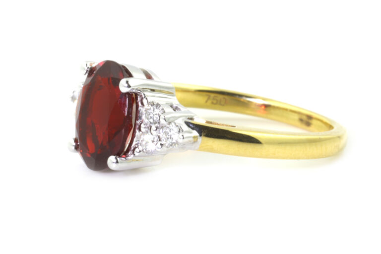 Fire Opal & Diamond 7 Stone Ring 18ct gold Size M