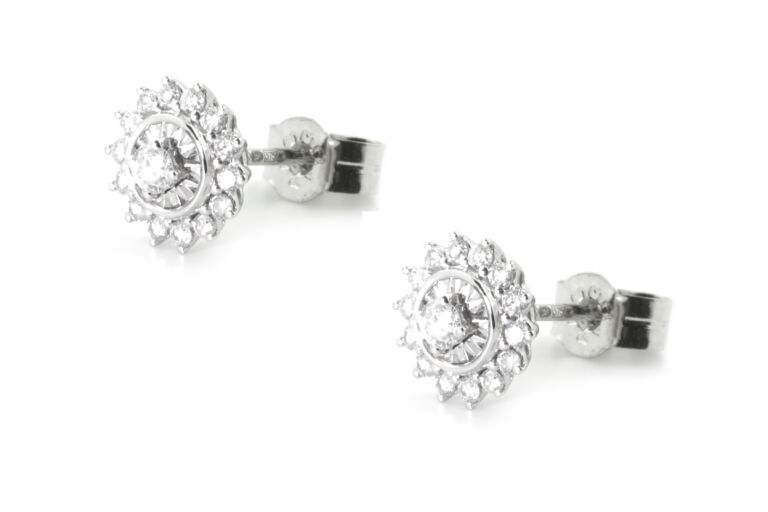 Diamond Cluster Earrings 18ct white gold