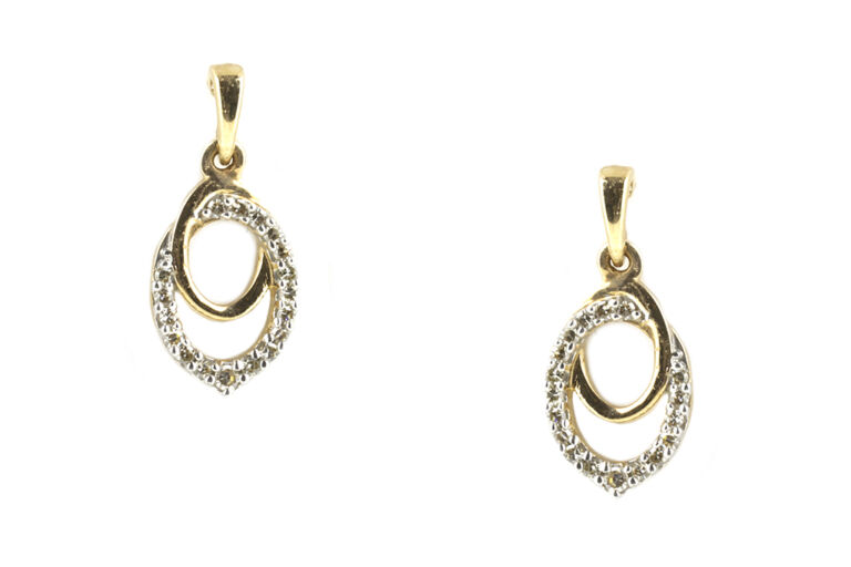 Diamond Set Double Loop Earrings 9ct gold
