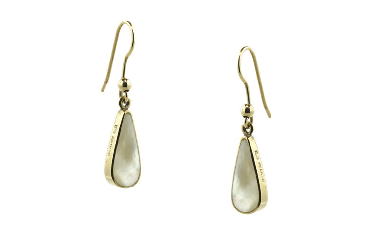Mother of Pearl Drop Earrings 9ct gold
