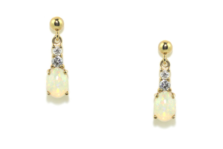 Opal & Diamond Drop Earrings 9ct gold