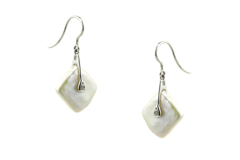 Pearl & Diamond Drop Earrings 14ct white gold
