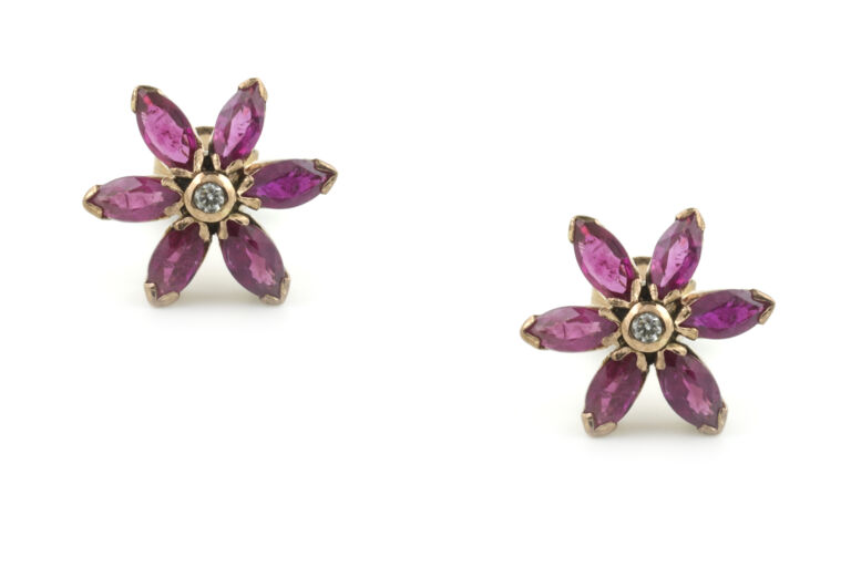 Ruby & Diamond Earrings 9ct gold