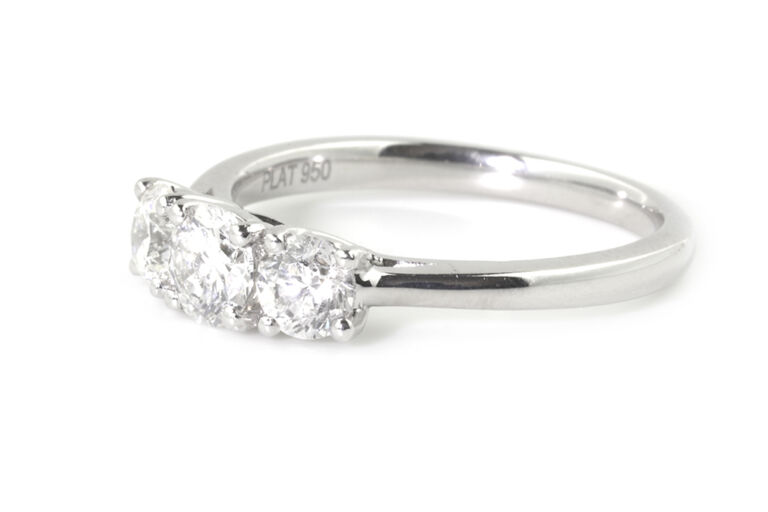 Diamond 3 Stone Ring in Platinum Size N