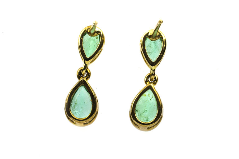 Emerald Drop Earrings 9ct yellow gold