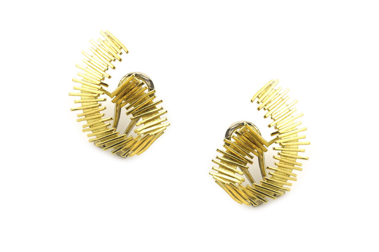 Vintage gold earrings 18ct yellow gold Omega ear fittings