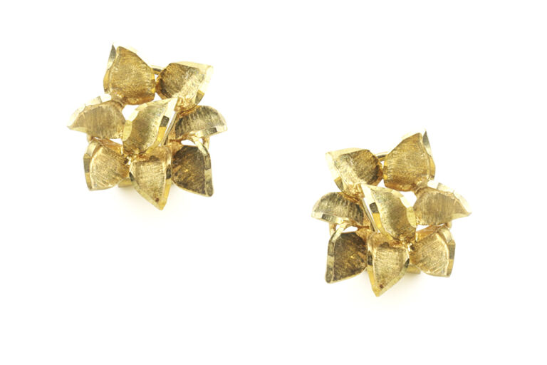 Leaf Cluster Design Earrings 9ct yellow gold