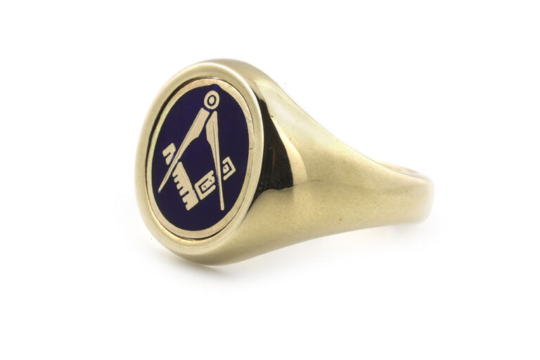 Reversible Masonic Blue Enamel Signet Ring