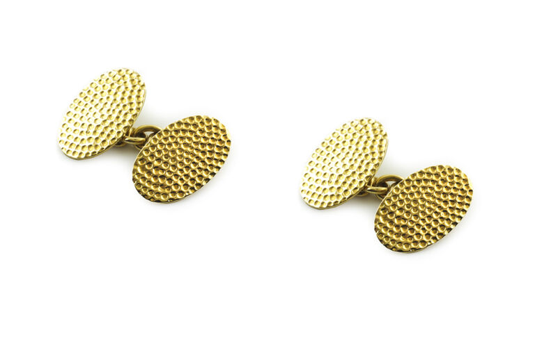Oval Dimpled Design Cuff Links 18ct gold