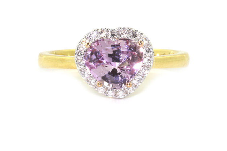Pink Sapphire & Diamond Cluster Ring 18ct gold Size O