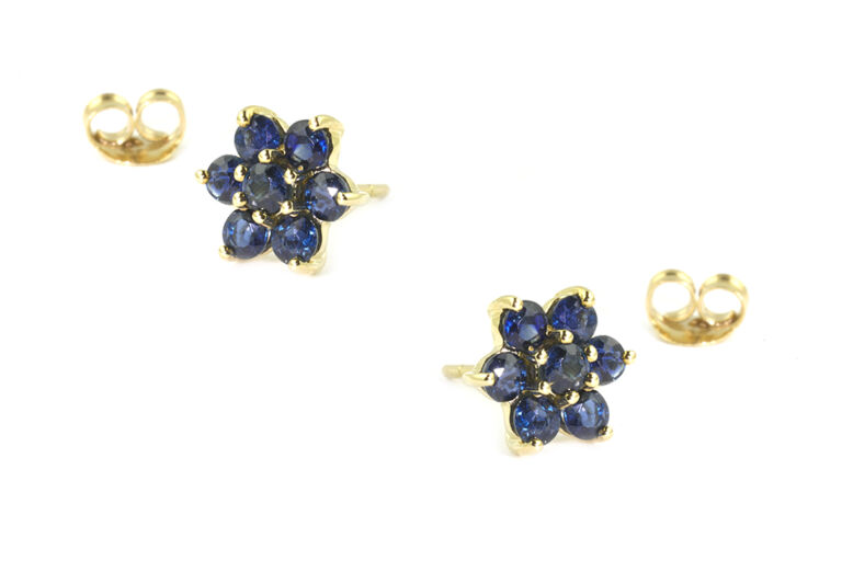 Blue Sapphire Cluster Earrings 9ct gold
