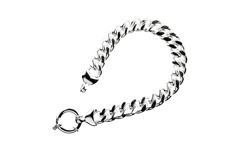 Curb Link Bracelet with Feature Clasp silver