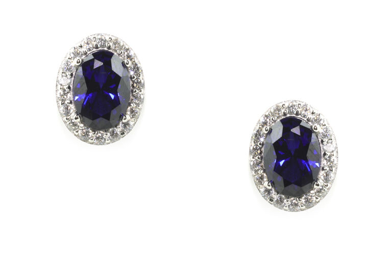 Blue & White Cubic Zirconia Earrings silver