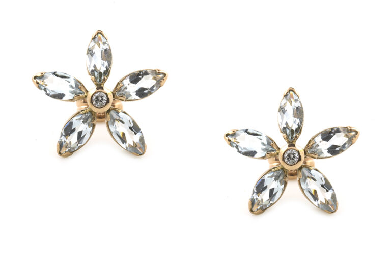 Aquamarine & Diamond Earrings 9ct gold