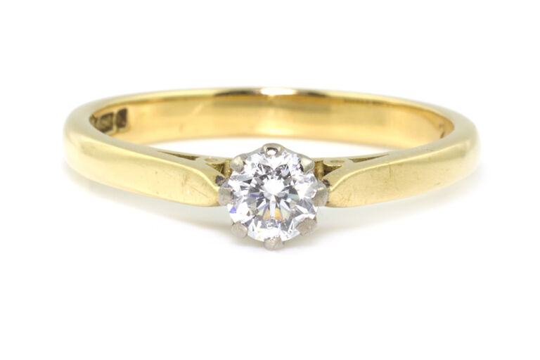 Diamond Solitaire Ring 18ct gold Size K