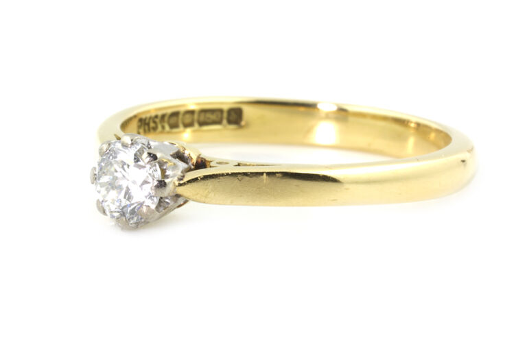 Diamond Solitaire Ring 18ct gold Size K