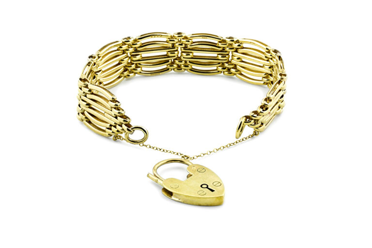 Gate Bracelet with Padlock Style Fastener 9ct gold
