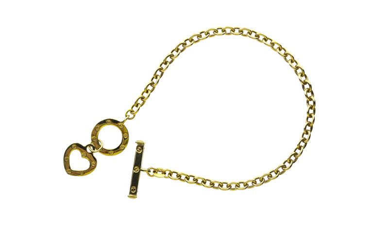 Bracelet with T-Bar & Heart Motif 9ct gold