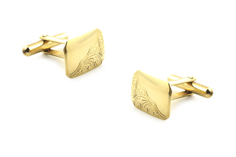 Half Engraved Cuff Links 9ct gold