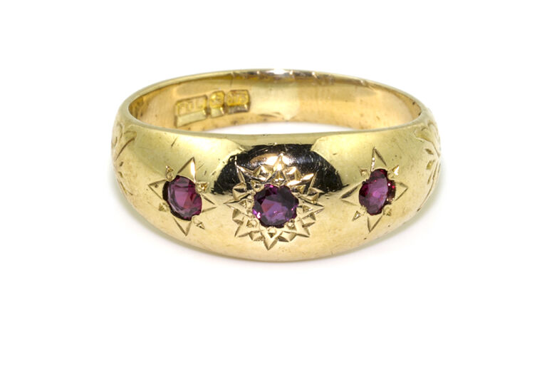 Ruby 3 Stone Ring 9ct gold