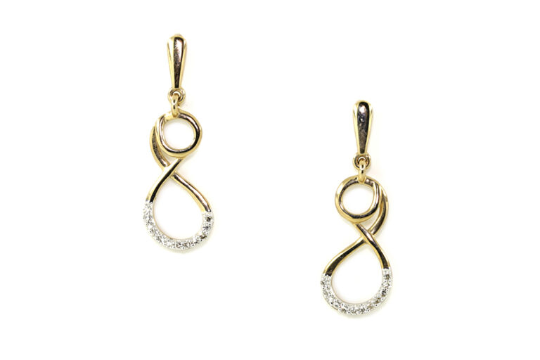Diamond Set Drop Earrings 9ct gold