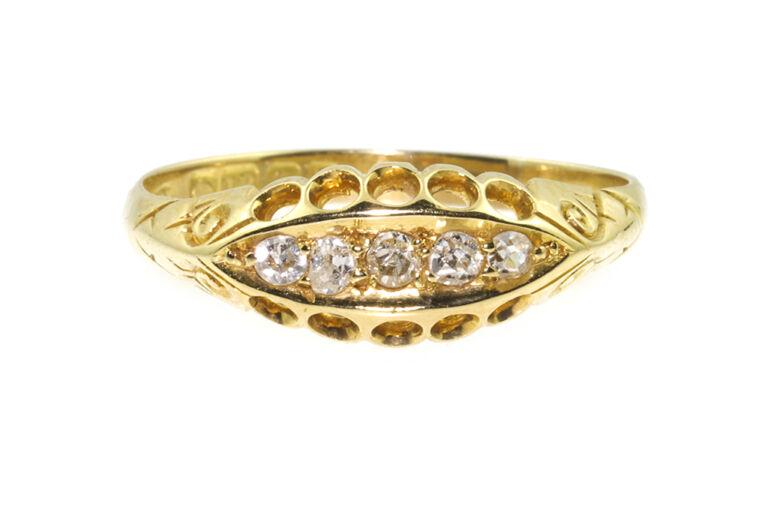 Diamond 5 Stone Ring 18ct gold Size S