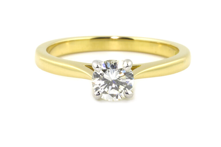 Diamond Solitaire Ring 18ct gold & platinum Size N