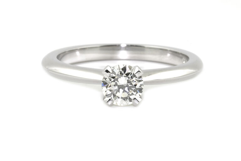 AnchorCert Diamond Solitaire Ring Platinum Size N