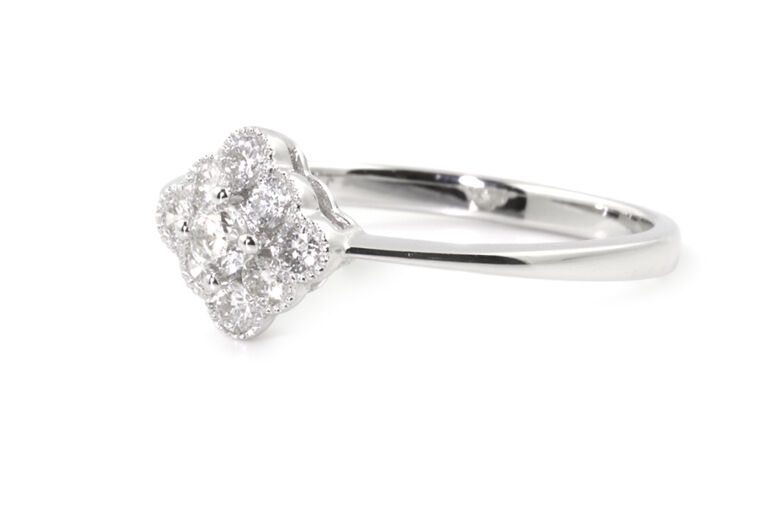 Edwardian Style Diamond Cluster Ring 18ct white gold Size N