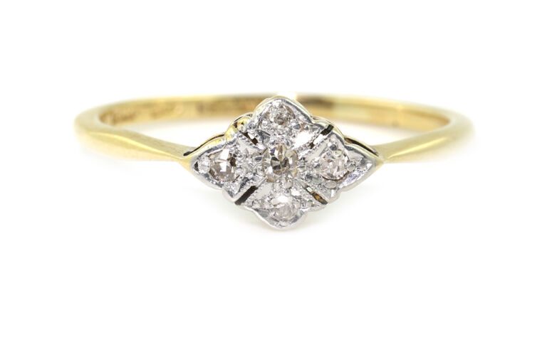 Edwardian Diamond Cluster Ring 18ct & platinum size P
