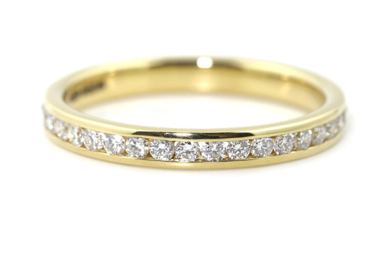 Diamond Half Eternity ring 18ct yellow gold Size M