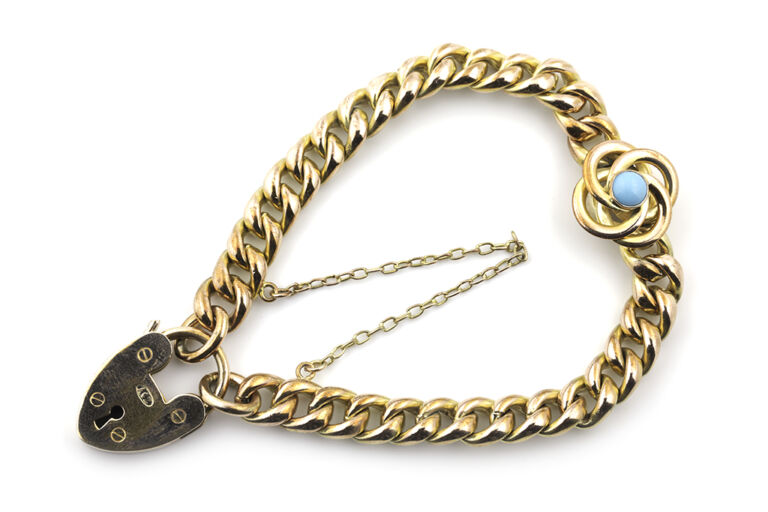 Rolled Gold Turquoise Paste Set Bracelet