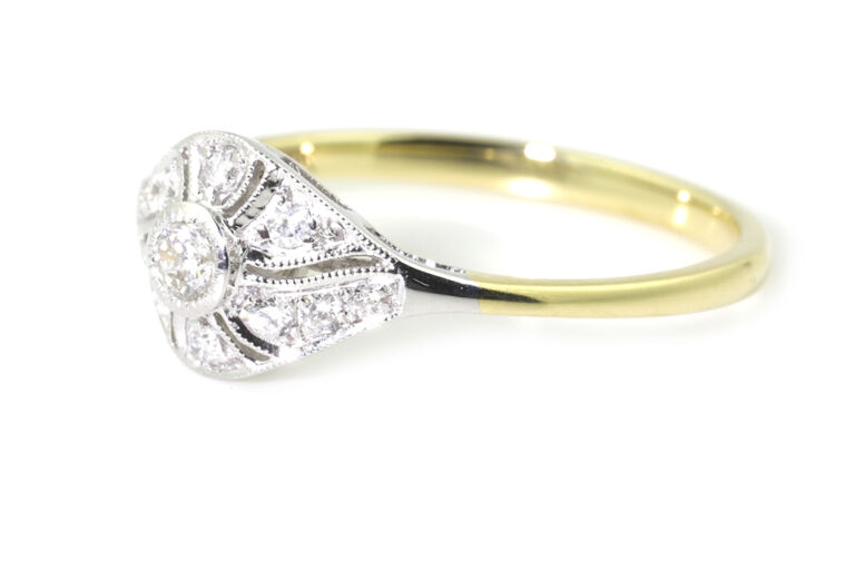 Edwardian Style Diamond Cluster Ring 18ct gold Size L