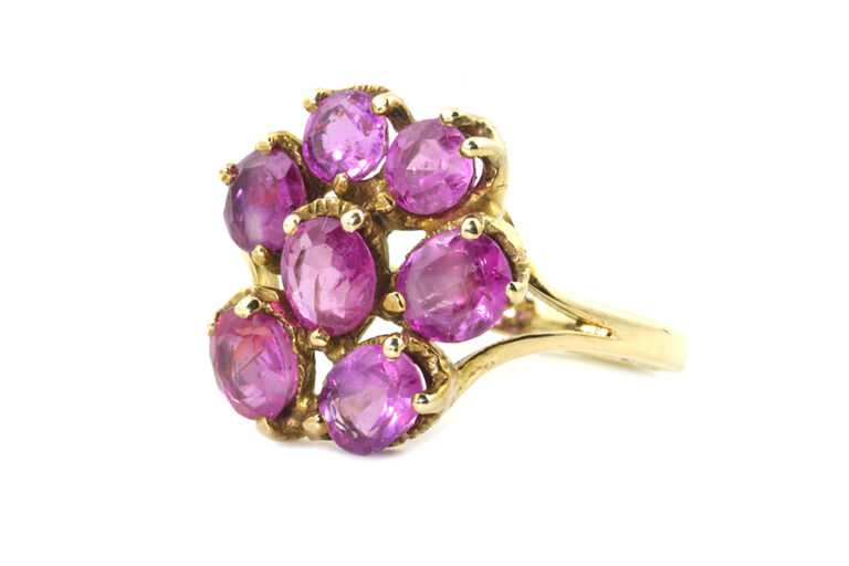 Ruby Cluster Ring 9ct gold Size O