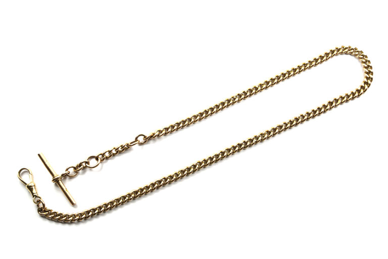 Albert Chain with Swivel & T-Bar 9ct rose gold.