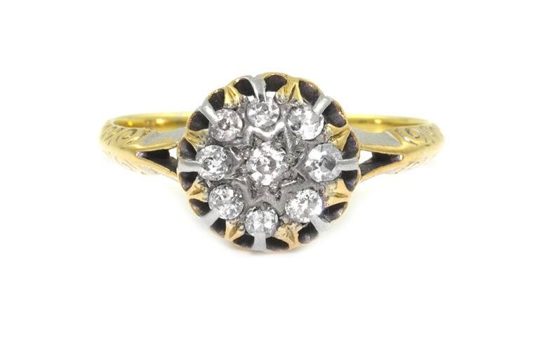 Diamond Cluster Ring 18ct gold size M