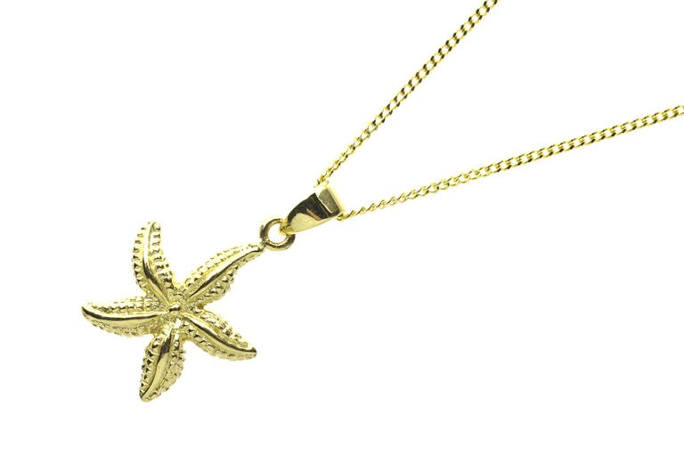 Starfish Style Pendant & Chain 9ct yellow gold.