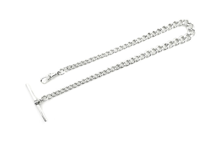 Graduated Silver Albert Chain with Swivel Clasp & T-Bar