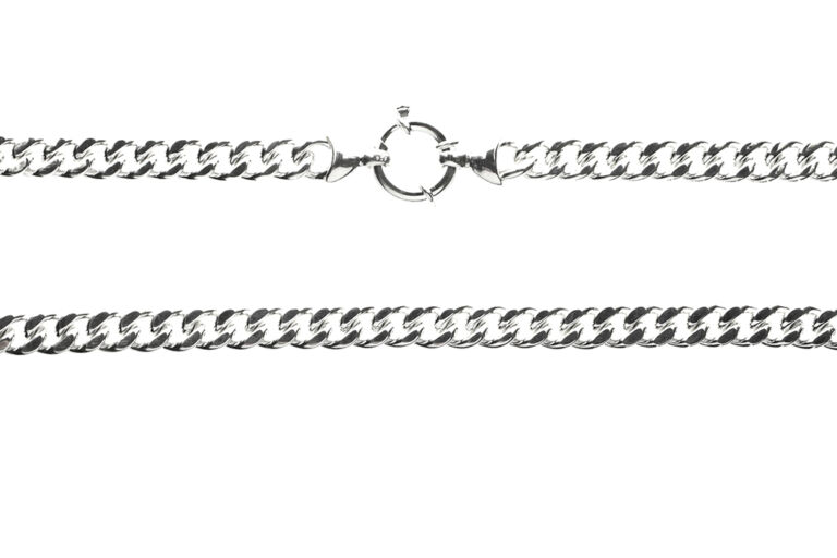 Filed Curb Link Necklet Silver Chain