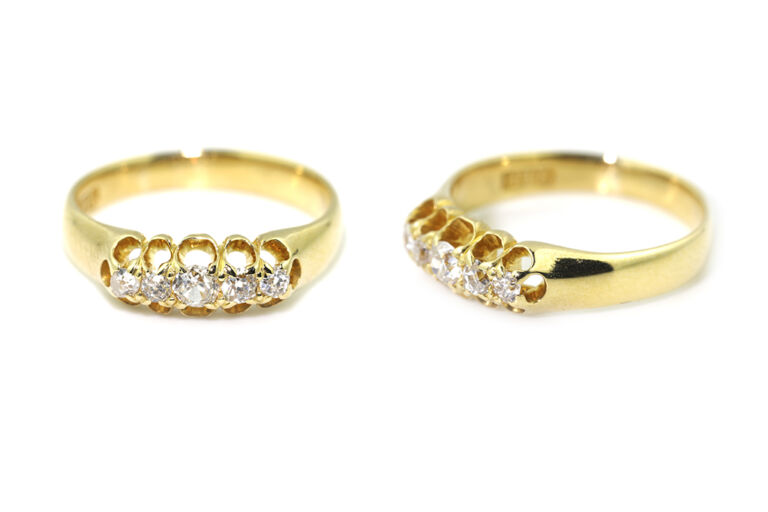 Diamond 5 Stone Ring 18ct yellow gold Size J