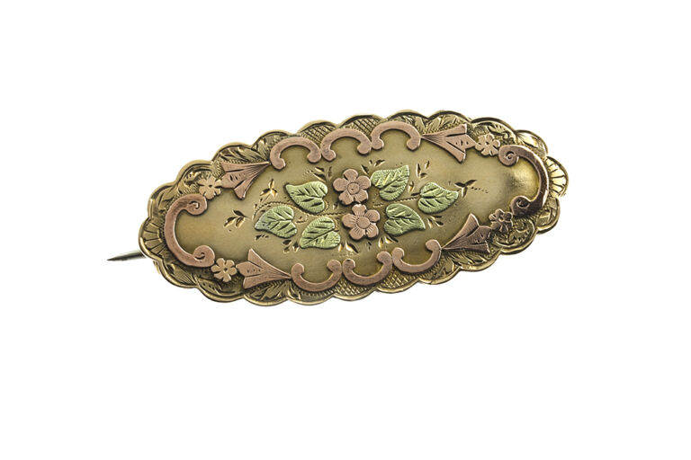 Victorian Applique Gold Brooch 9ct gold