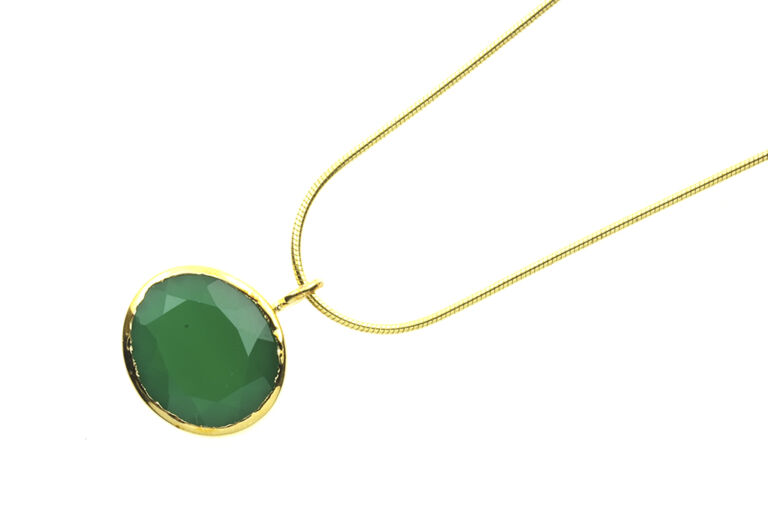 Green Chalcedony Necklace in silver vermeil