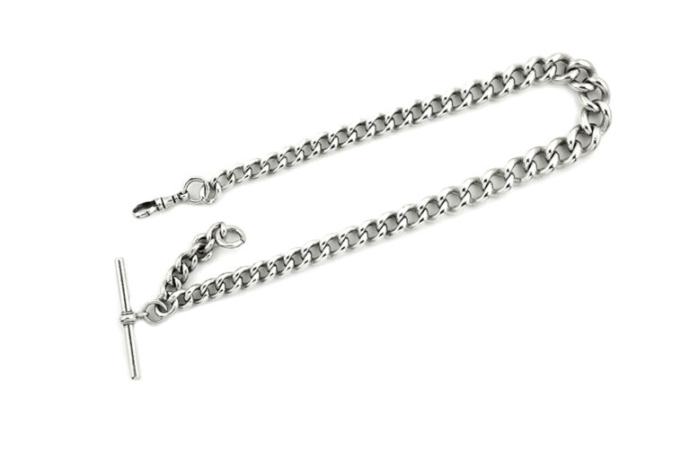 Silver Albert Watch Chain with T-Bar & Swivel