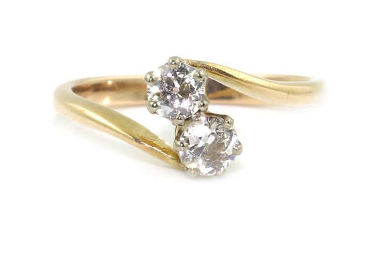 Diamond 2 Stone Ring 18ct yellow & white gold
