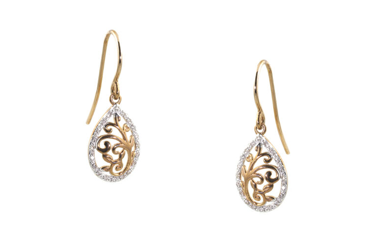 Diamond Set Drop Earrings 9ct rose gold