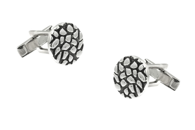 Pebble Effect Silver Cuff Links