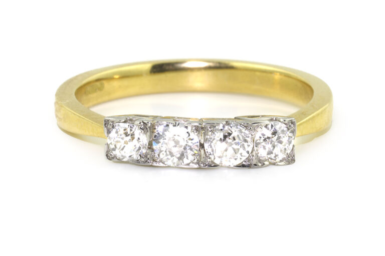 Diamond 4 Stone Ring 18ct yellow & white gold