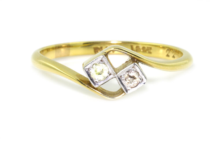 Diamond 2 Stone Ring 18ct gold & platinum Size O