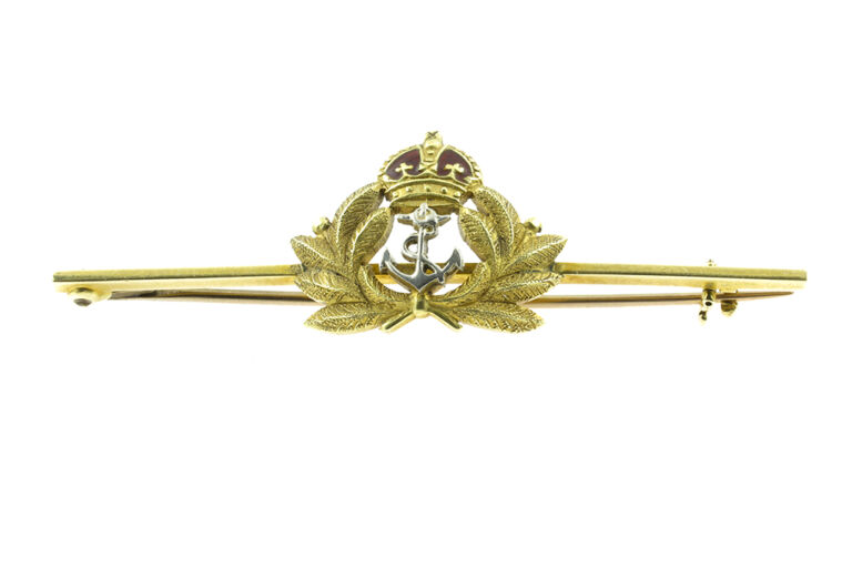 Naval Crown Bar Brooch 15ct gold.