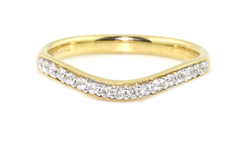 Shaped Diamond Set Half Eternity Ring 18ct gold Size N